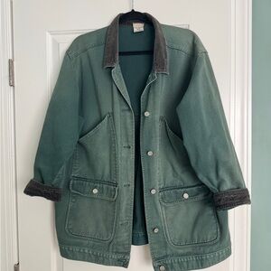 Vintage 90s Sun Faded Green Denim farm Coat MEMPHIS